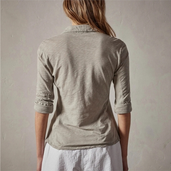 Sheer Silt color Slub Side Panel Shirt button up - Picture 4 of 15